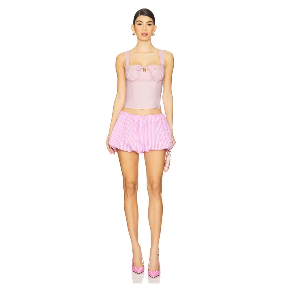 NWT Lovers & Friends Taylen Striped Bubble Mini Skirt Pink White‎ Women L